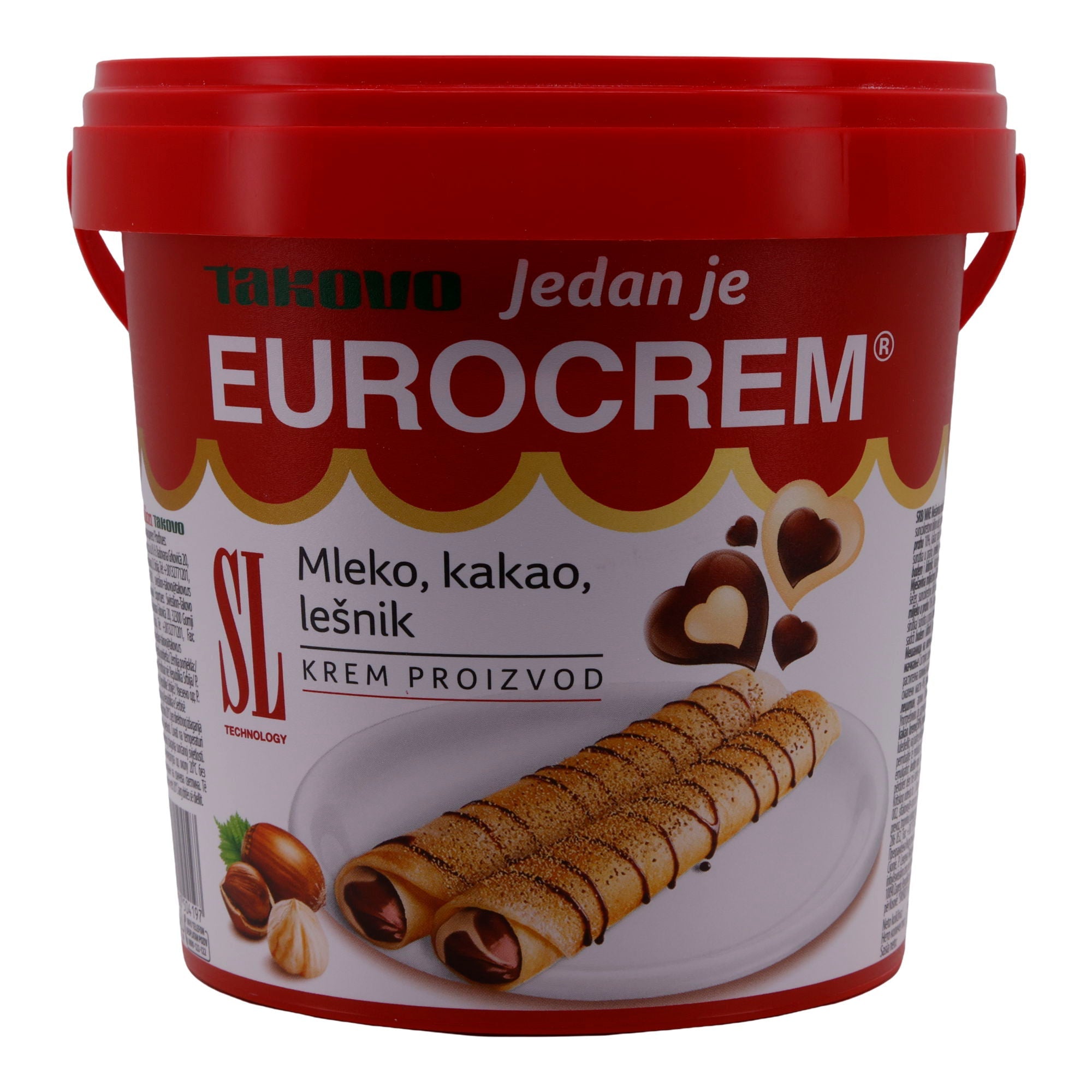 Haselnuss-Kakaocreme | Eurocrem | Zweifarbig, praktischer Eimer | 1 kg TAKOVO